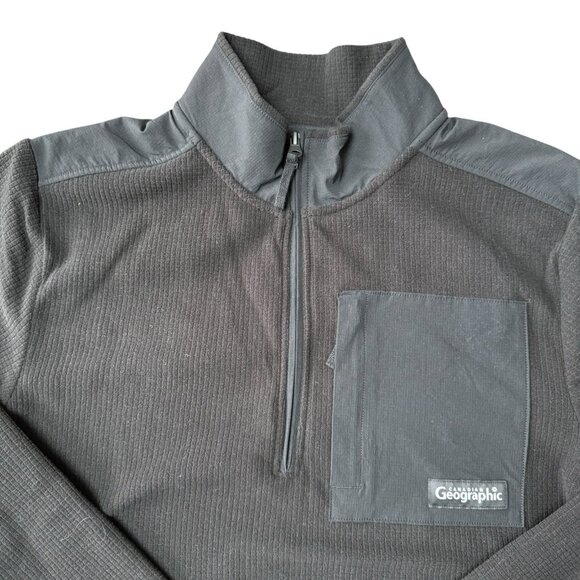Canadian Geographic Sweater Jacket 1/2 Zip Pullover Mens Medium Fleece Black - Picture 2 of 6
